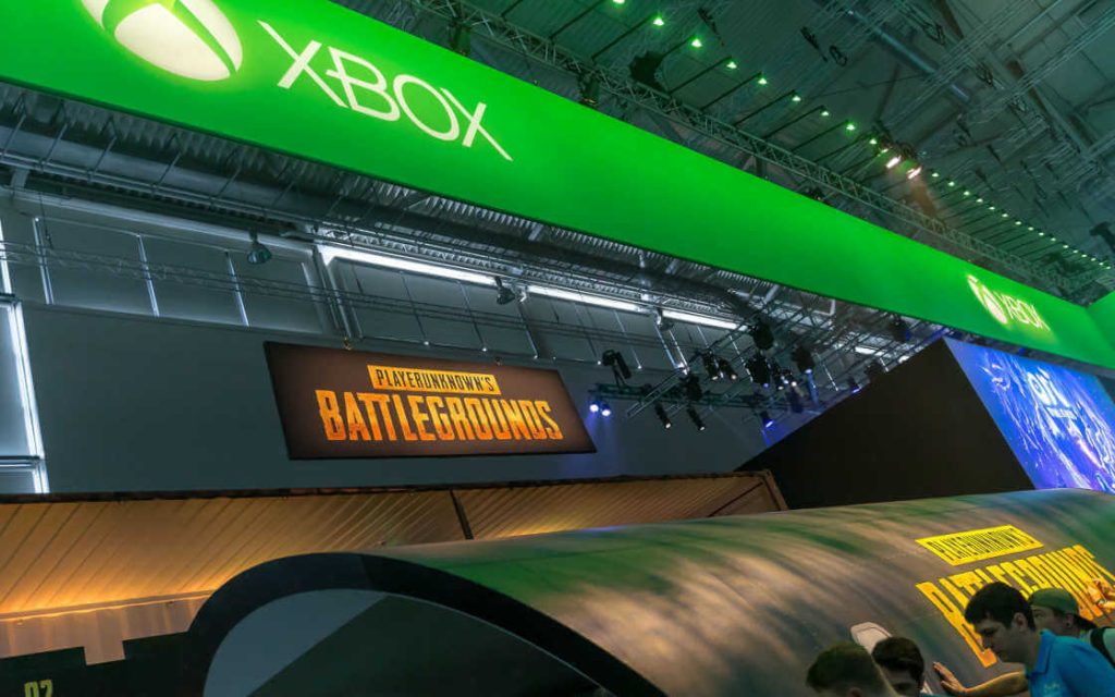 Both PlayerUknown's Battlegrounds and Xbox's logos in Cologne, Germany.