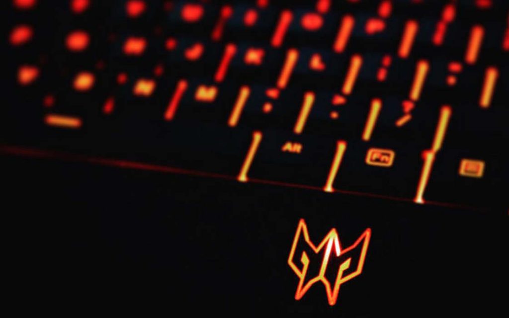 A Predator's cup logo on a keyboard.