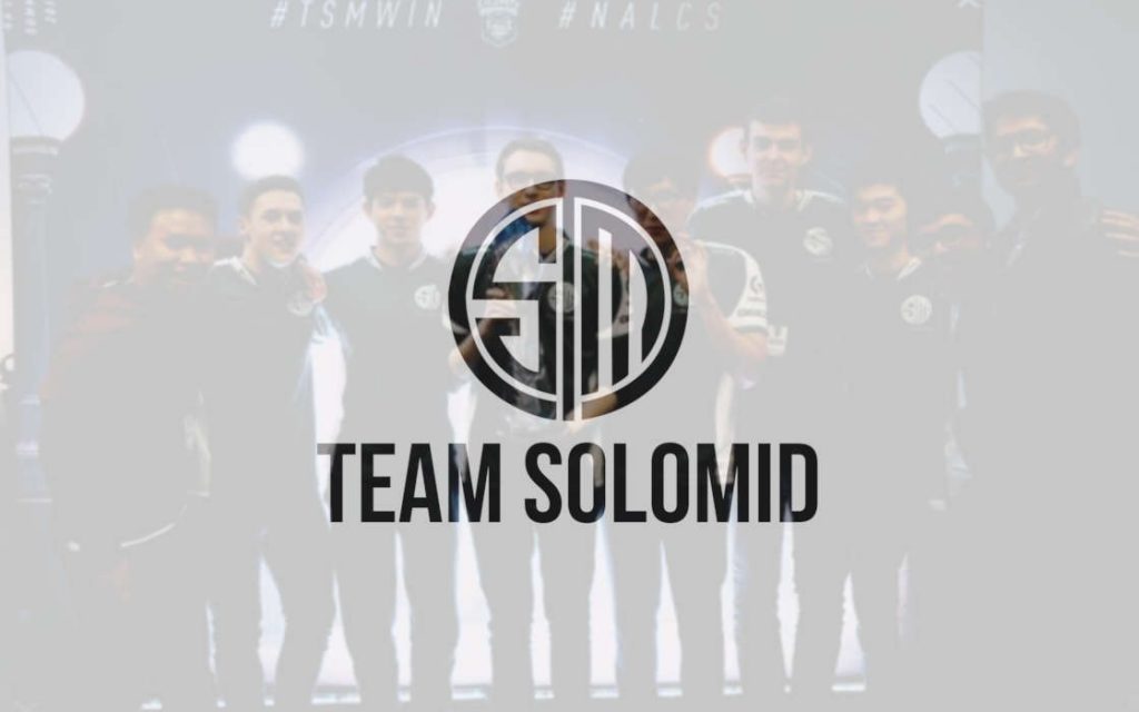 Team SoloMid's logo and team in the background.