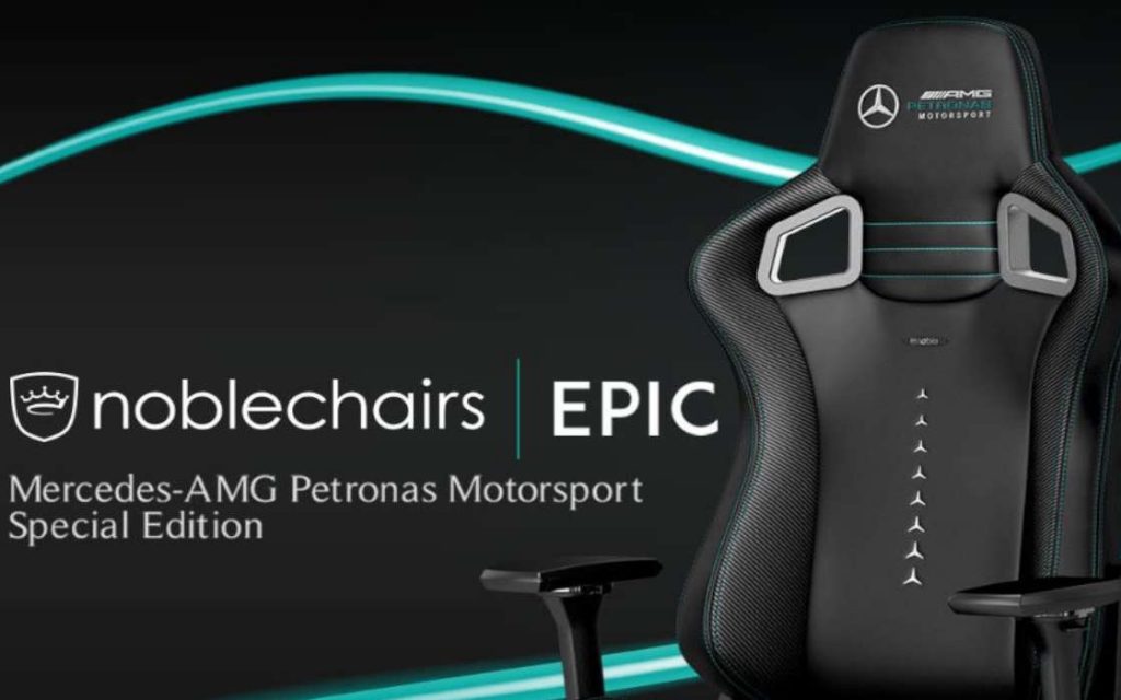 Noblechairs' product branded with Mercedes' logo.