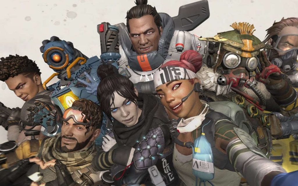 A bunch of Apex Legends characters taking a selie.