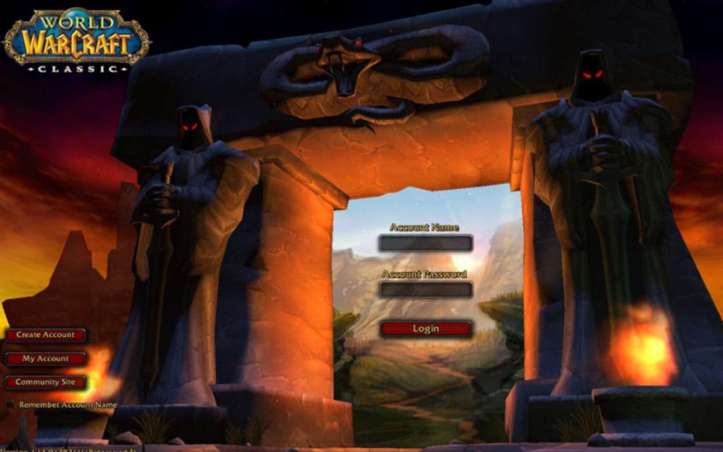 WoW Classic login screen.